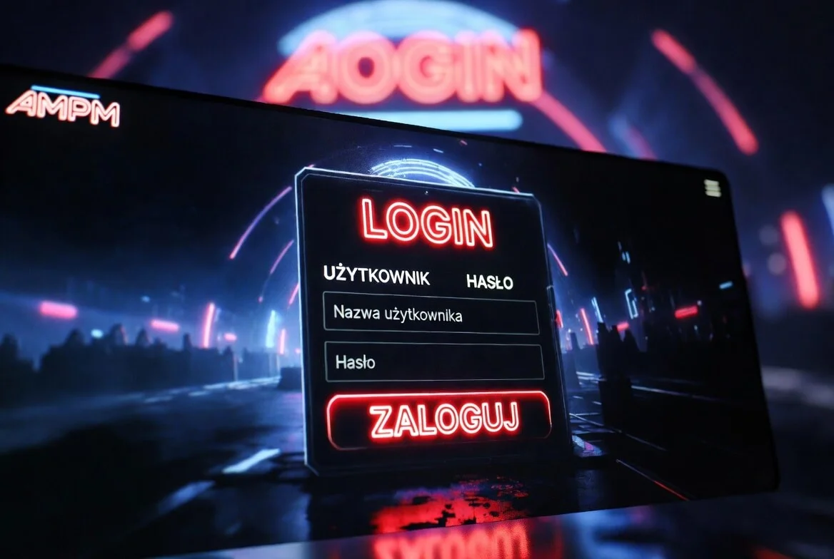 Ekran logowania i rejestracji w kasynie